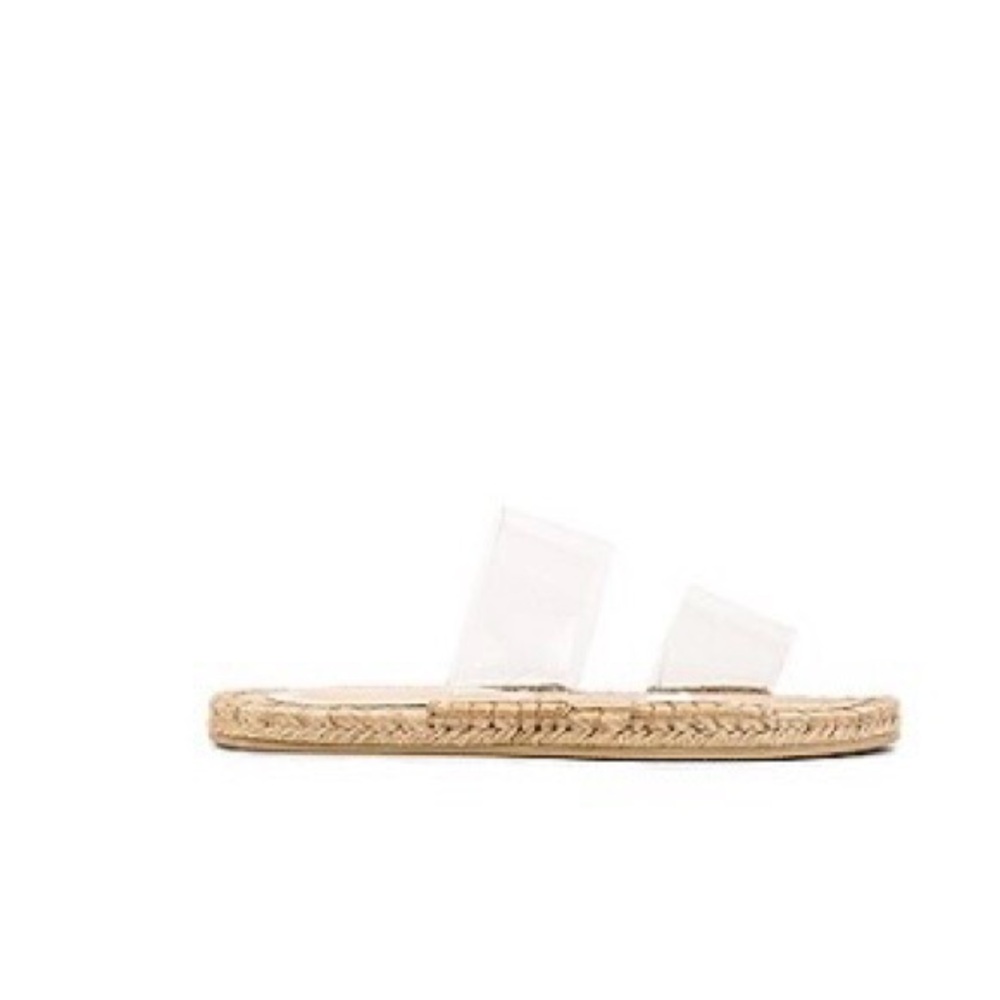 RAYE Clear Strap Espadrille Slide Sandals in Natural